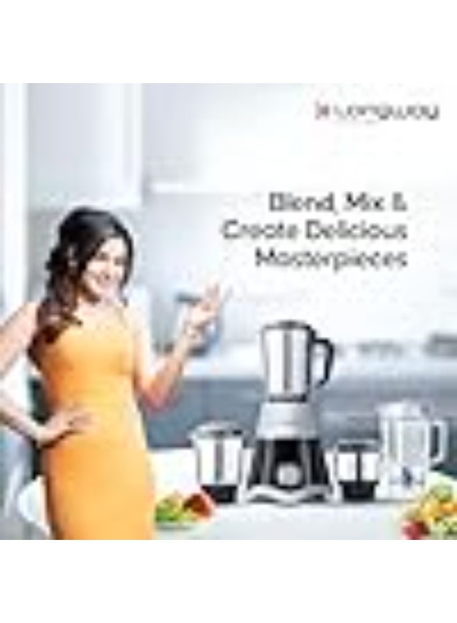 لونج واي Longway Super Dlx Juicer Mixer Grinder | Up to 750 Watt Powerful Motor | 4 Jars for Grinding, Mixing, Juicing | 2 Year Warranty | Black & Gray - Image 2